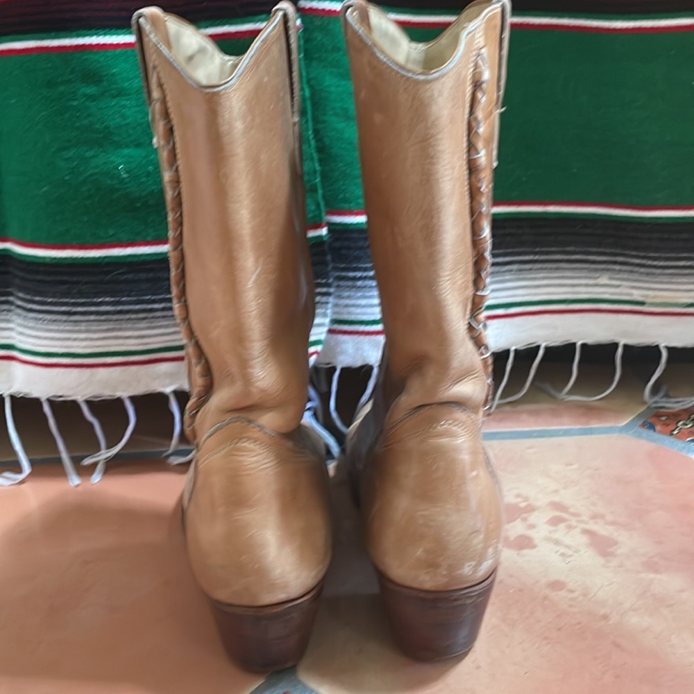 Vintage tan leather cowboy boots - Picture 4 of 4